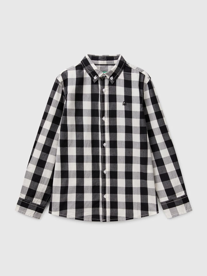 benetton Two-tone check button-down shirt Multi-color