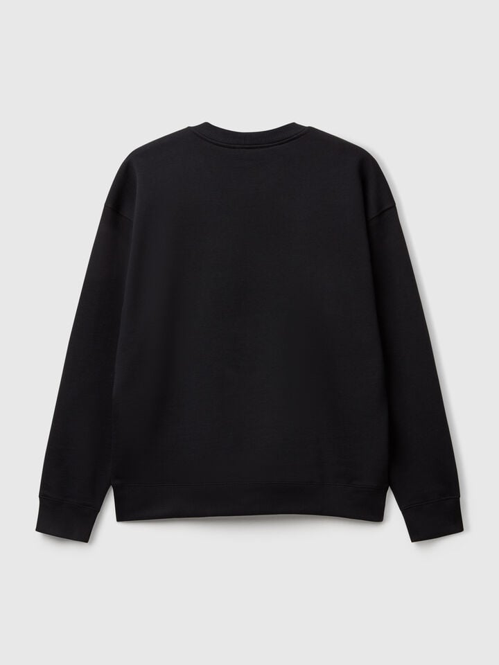 Benetton Warm Sweatshirt With Embroidered Logo Black