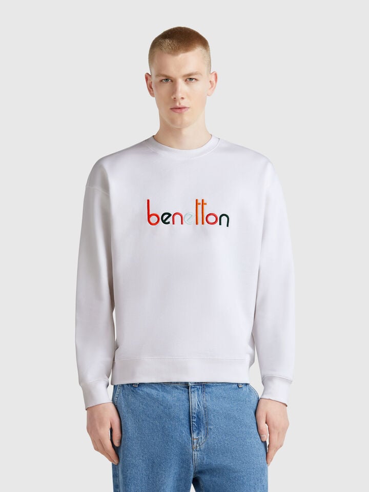 benetton Warm sweatshirt with embroidered logo White