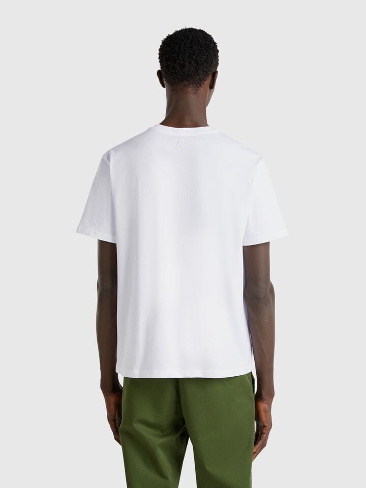 Benetton White Organic Cotton T-shirt With Pocket White
