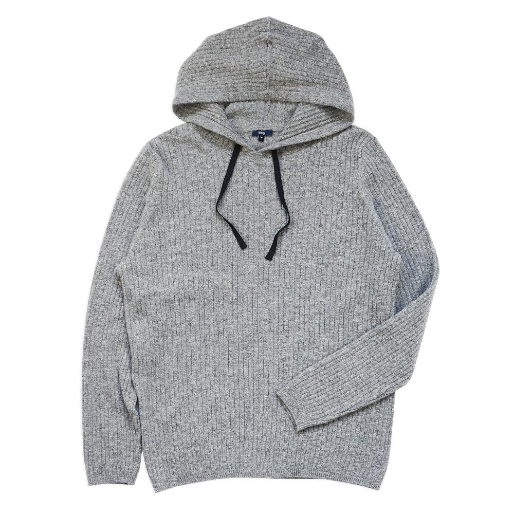 benson Austin Ribbed Knit Light Grey Hoodie
