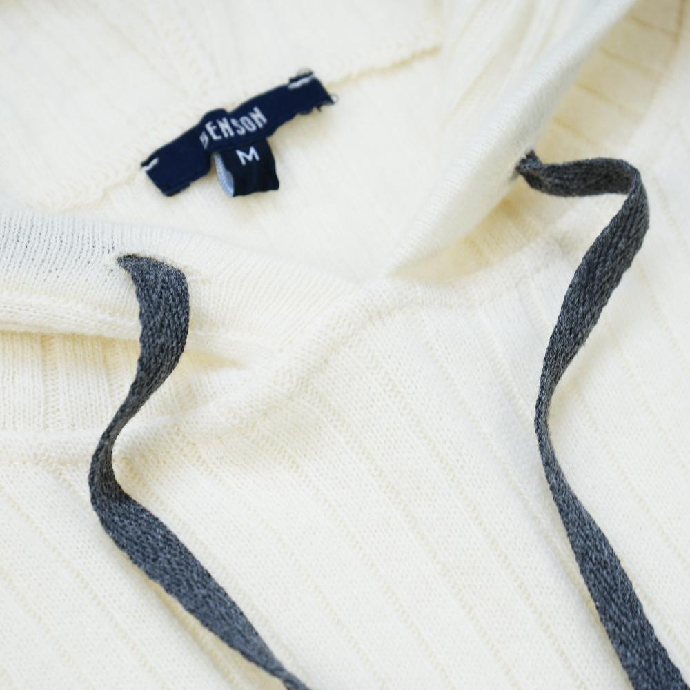 Benson Austin Ribbed Knit White Hoodie