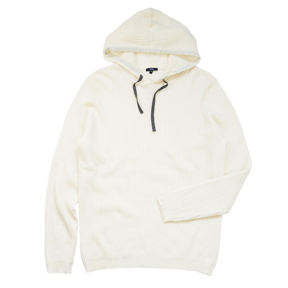 benson Austin Ribbed Knit White Hoodie
