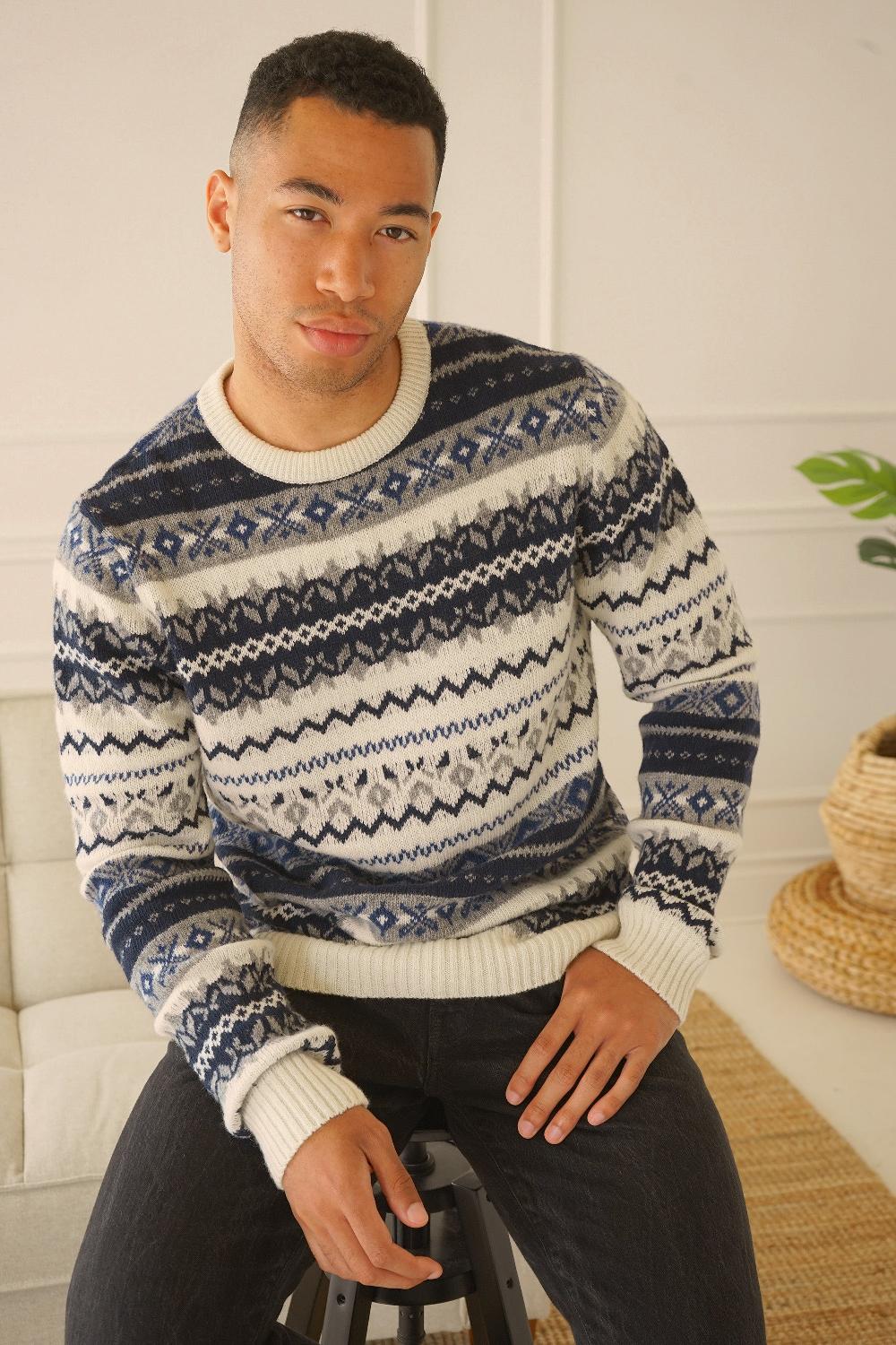 Benson Chester Navy Fairisle Sweater