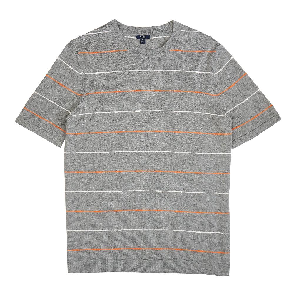 benson Hampton Light Grey Stripe Knit Top