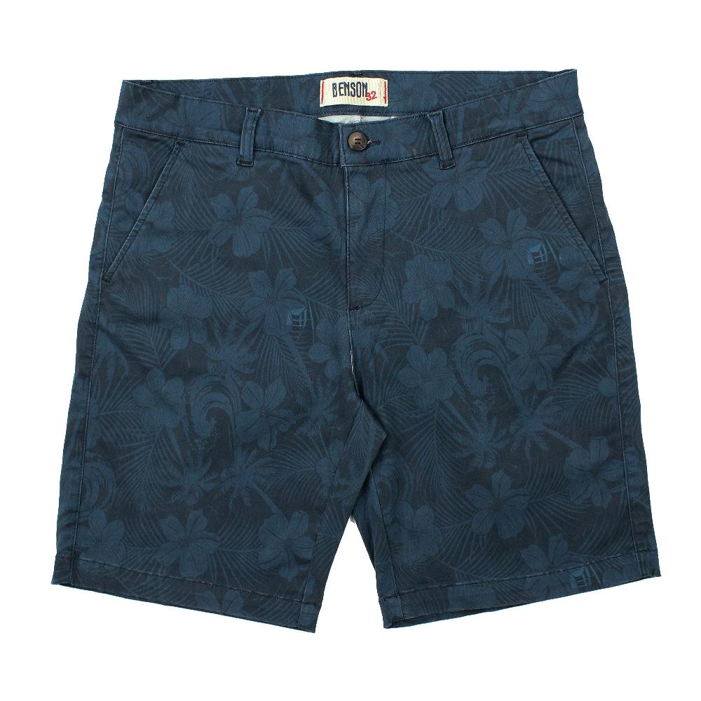 benson Knot Dark Blue Printed Chino Shorts