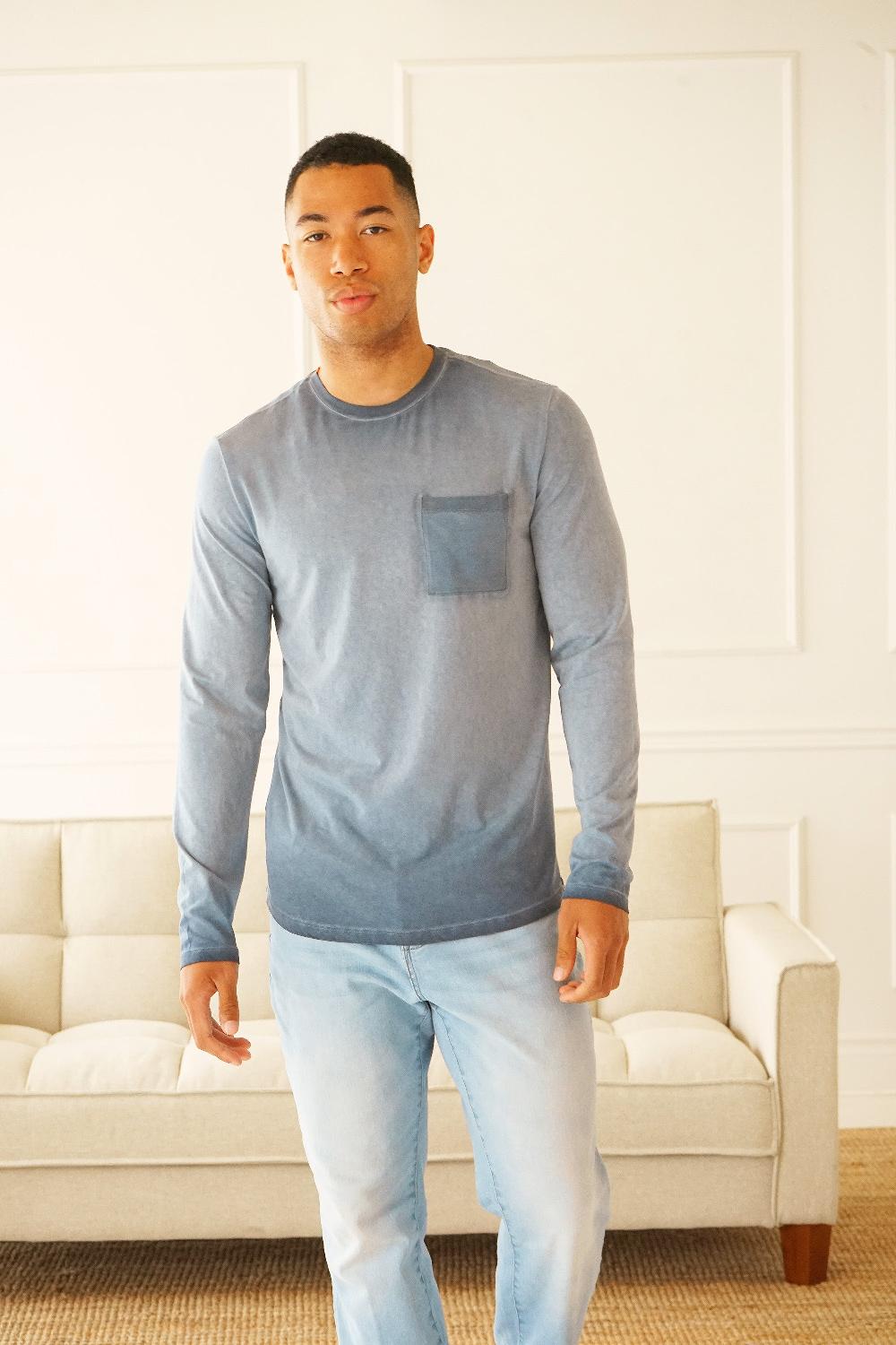 Benson Long Beach Oil-Washed Navy Long Sleeve Tee