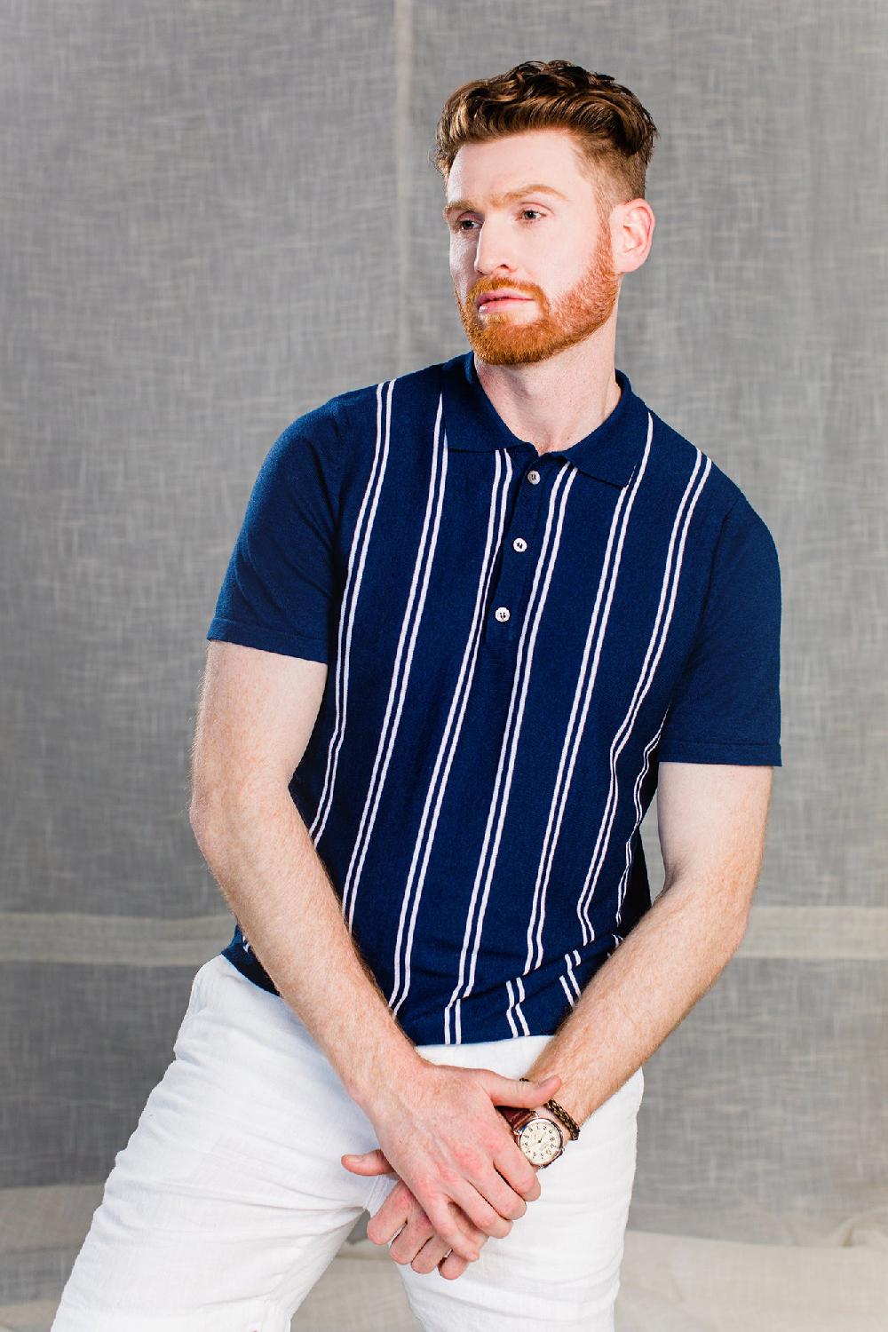 Benson Montego Navy Stripe Polo