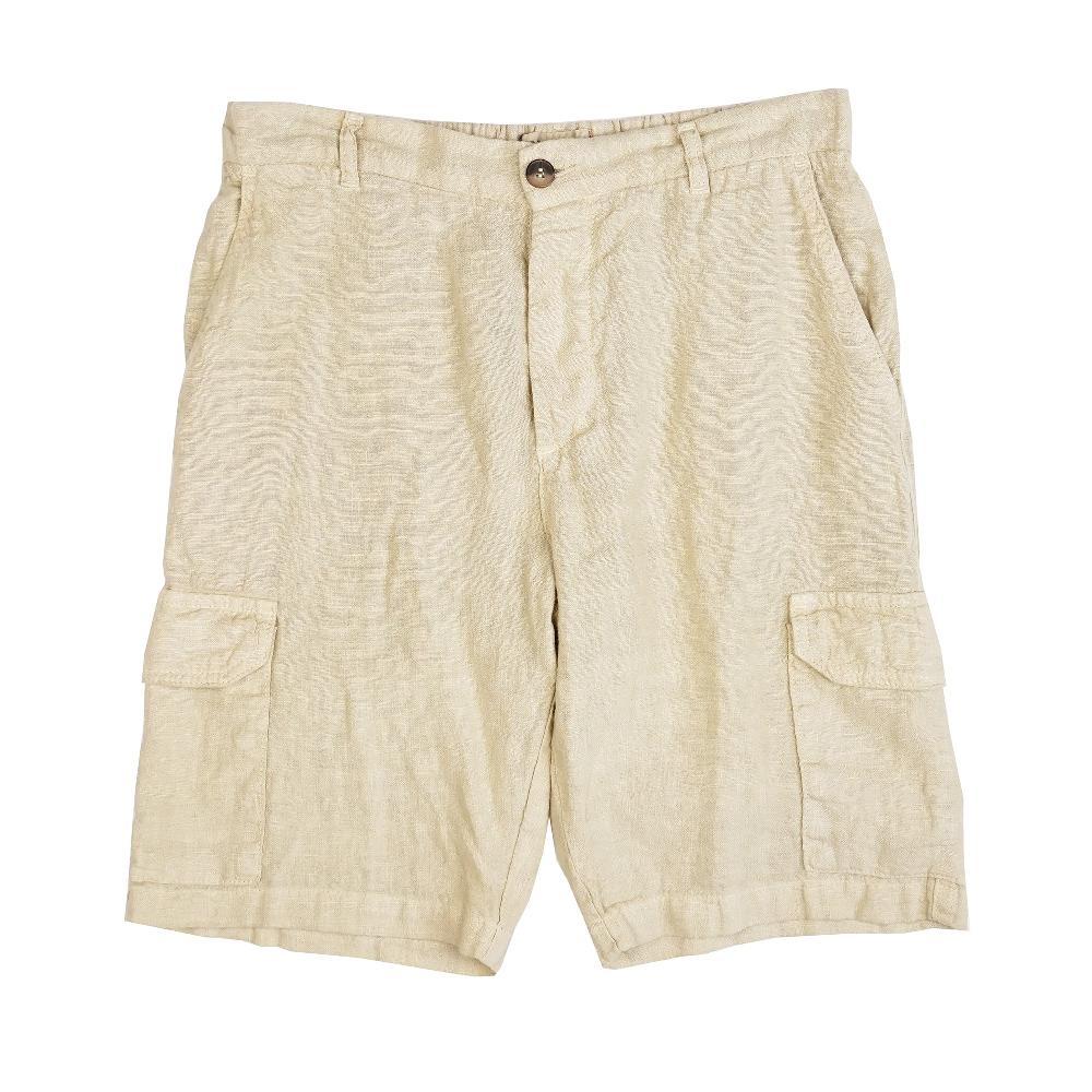 benson Naples Beige Linen Cargo Shorts