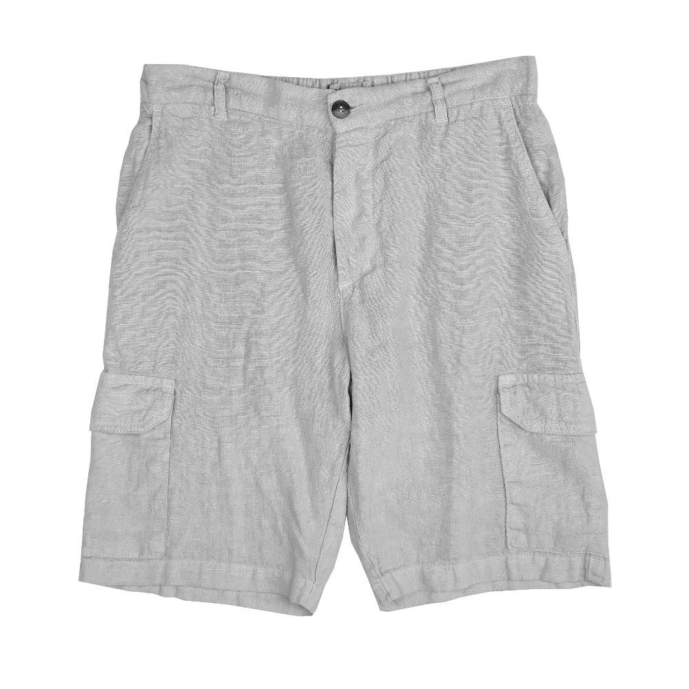 benson Naples Light Grey Linen Cargo Shorts