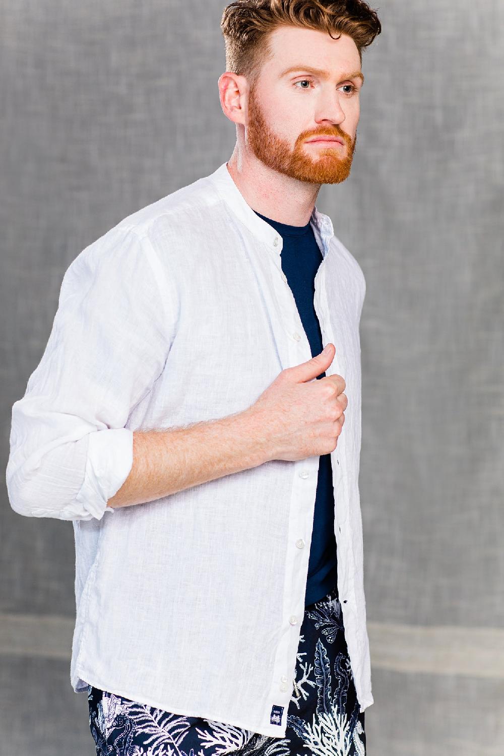 benson Palm Desert White Linen Button Up