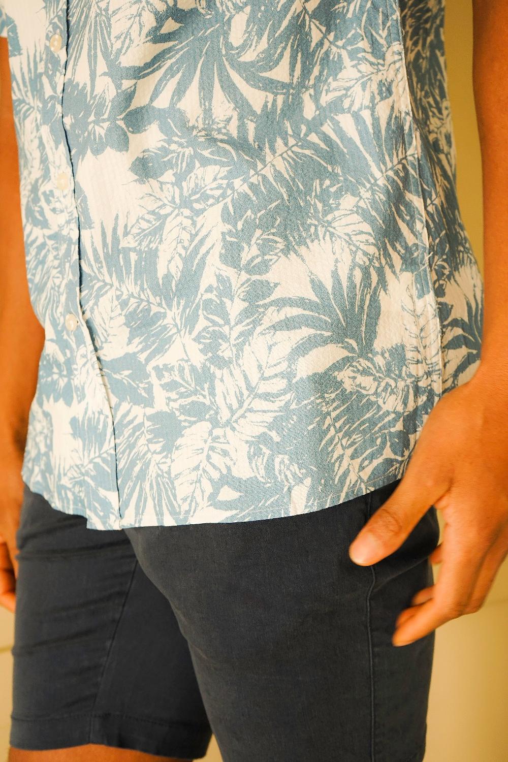 Benson Reynolds Seersucker Blue Leaves Shirt