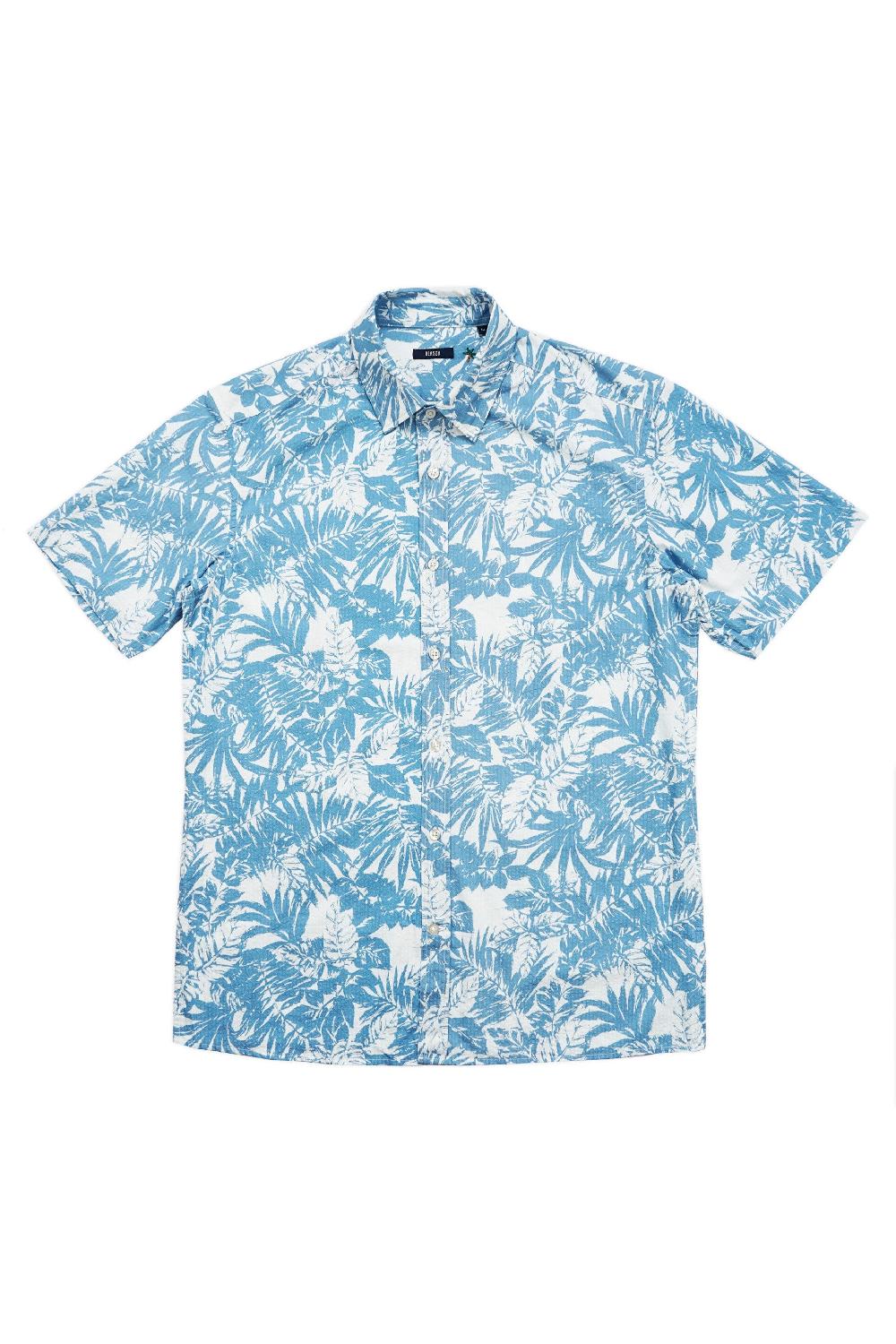 benson Reynolds Seersucker Blue Leaves Shirt