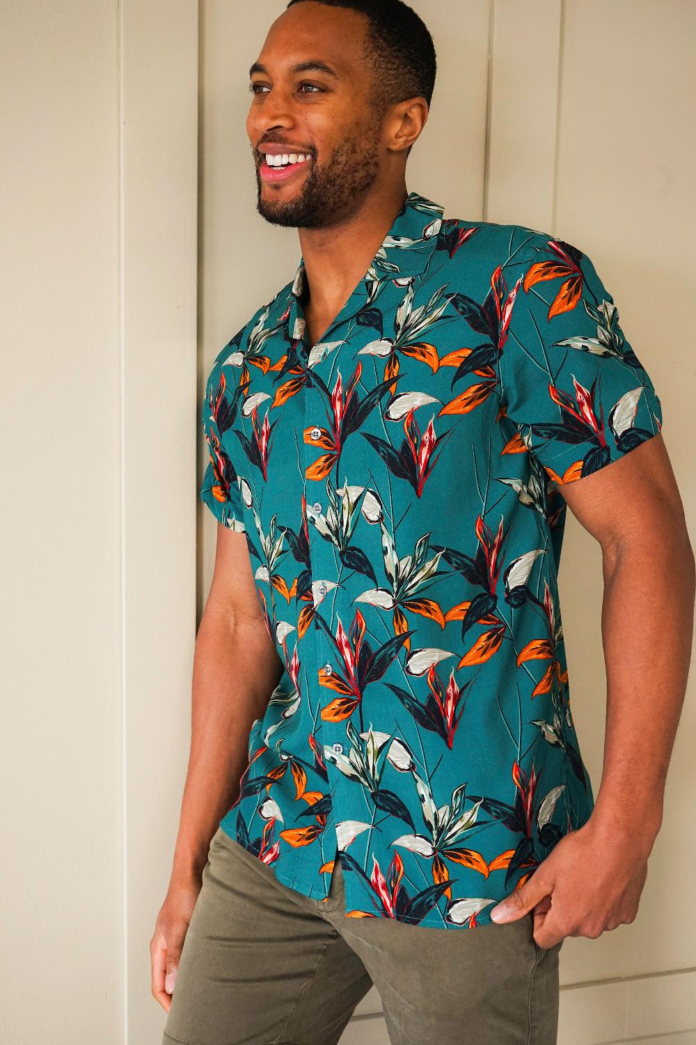 Benson Rosseau Green Vines Printed Shirt