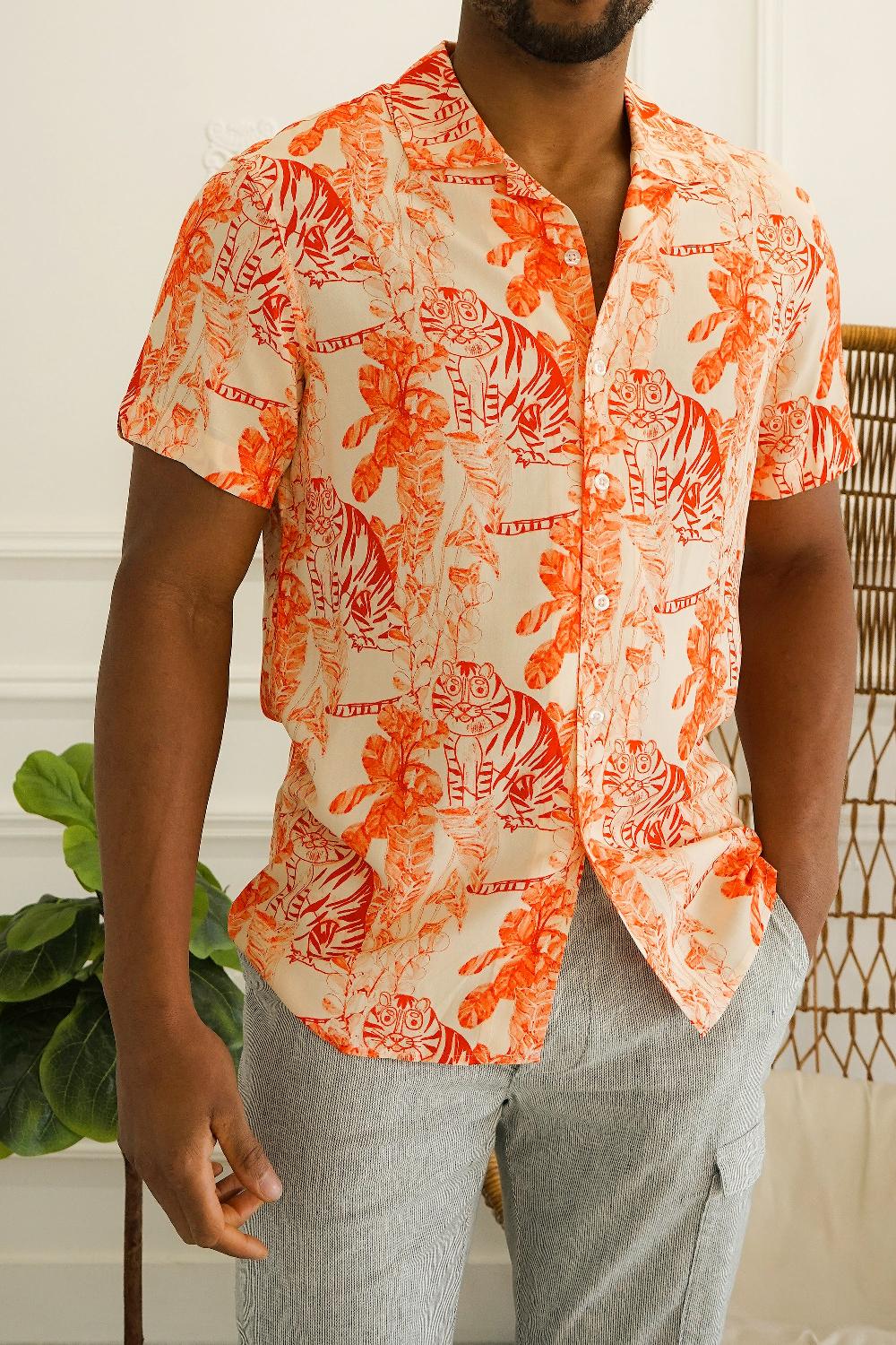 Benson Rosseau Orange Tigers Printed Shirt