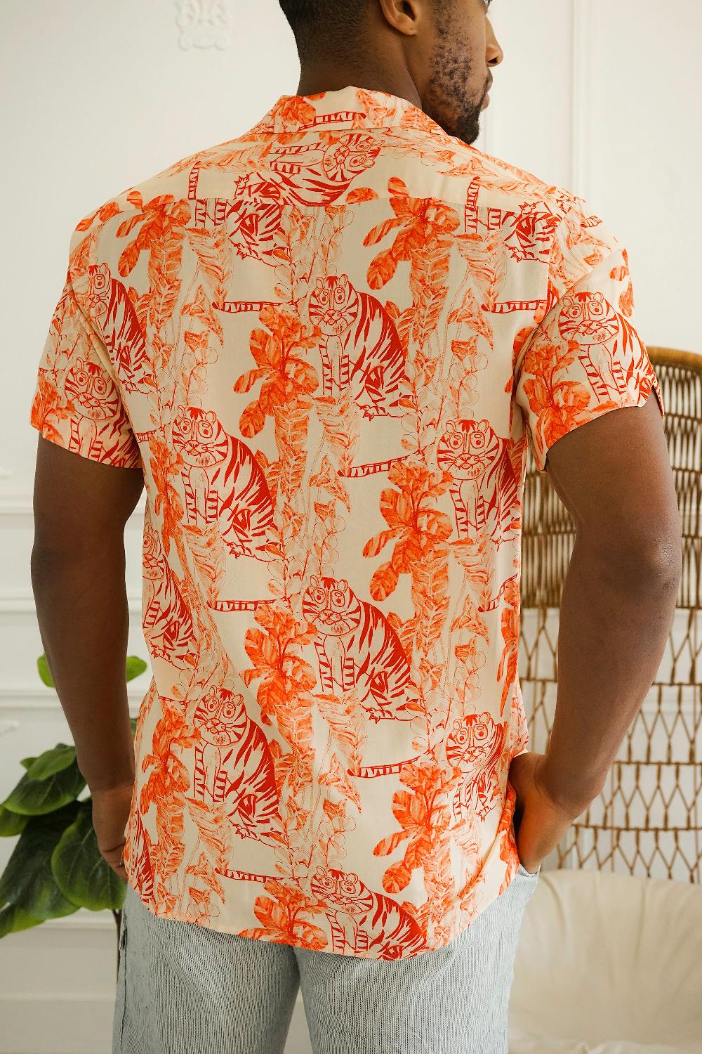 Benson Rosseau Orange Tigers Printed Shirt