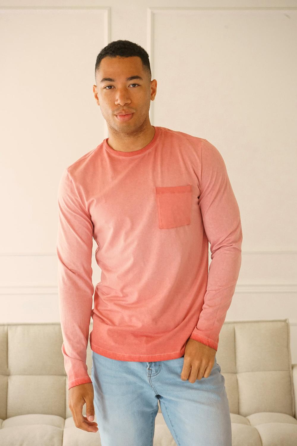 Benson Long Beach Oil-Washed Mineral Red Long Sleeve Tee