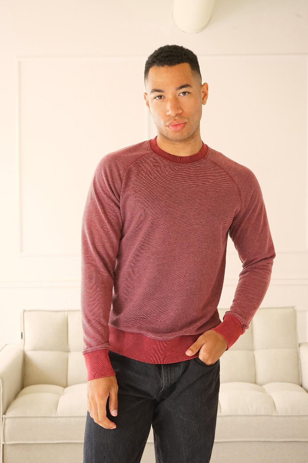 Benson Whistler French Terry Oil-Washed Maroon Sweatshirt