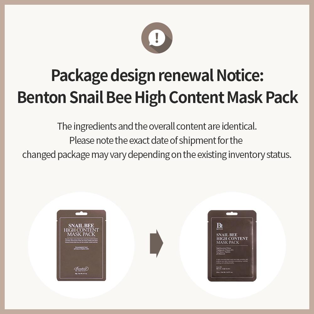 Benton Snail Bee High Content Mask Pack 20g X 10ea