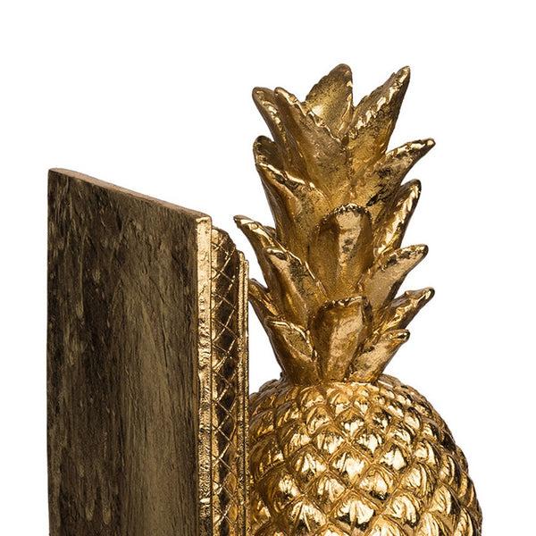 Benzara 10 Inch Modern Bookends Pineapple Decorative Statuette Gold Resin - BM285570