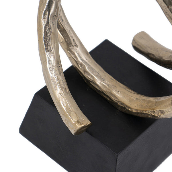 Benzara 10 Inch Modern Table Sculpture Bright Gold Aluminum Intertwined Ring Loop - BM302689