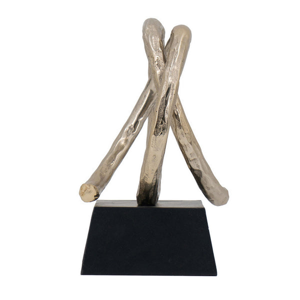 Benzara 10 Inch Modern Table Sculpture Bright Gold Aluminum Intertwined Ring Loop - BM302689