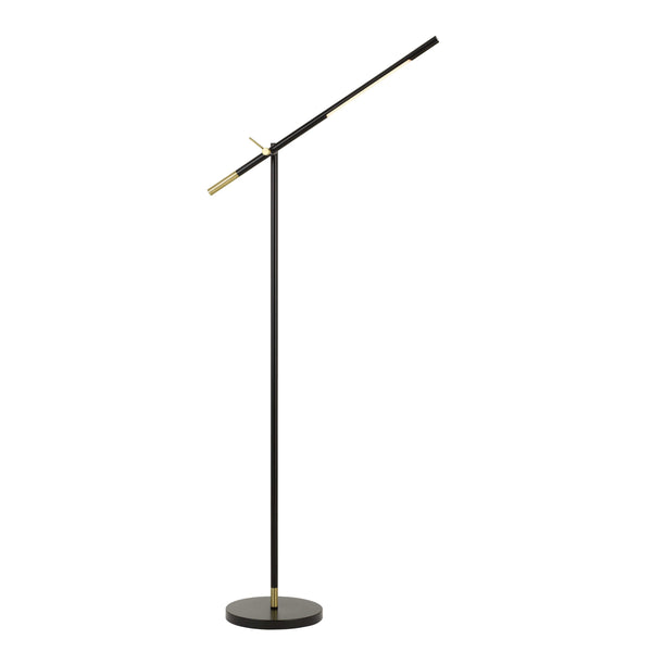 benzara 10 Watt Adjustable Metal Frame Floor Lamp Black and Brass - BM224730