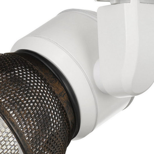 Benzara 10W Integrated LED Metal Track Fixture With Mesh Head White And Bronze - BM220637