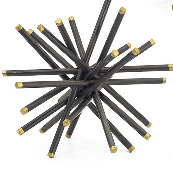 Benzara 11 8 6 Inch Table Top Decorative Abstract Statuettes Set Of 3 Black Gold - BM285282