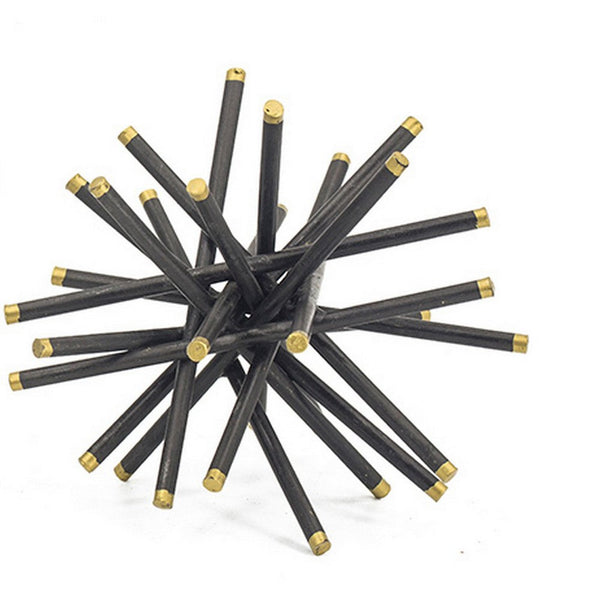 Benzara 11 8 6 Inch Table Top Decorative Abstract Statuettes Set Of 3 Black Gold - BM285282