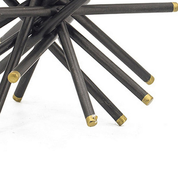 Benzara 11 8 6 Inch Table Top Decorative Abstract Statuettes Set Of 3 Black Gold - BM285282