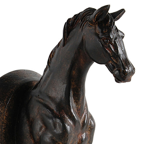 Benzara 11 Inch Modern Bookend Trotting Horse FIgurines Artisanal Black Finish - BM285513