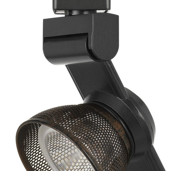 Benzara 12W Integrated LED Metal Track Fixture With Mesh Head Black And Bronze - BM220789
