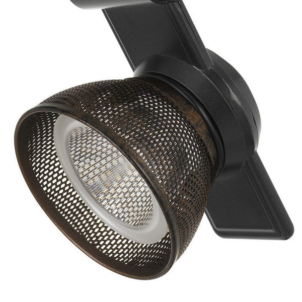 Benzara 12W Integrated LED Metal Track Fixture With Mesh Head Black And Bronze - BM220789