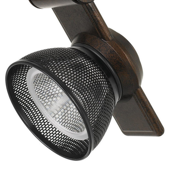 Benzara 12W Integrated LED Metal Track Fixture With Mesh Head Bronze And Black - BM220802