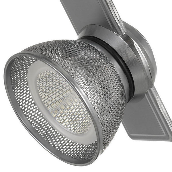 Benzara 12W Integrated LED Metal Track Fixture With Mesh Head Silver - BM223682