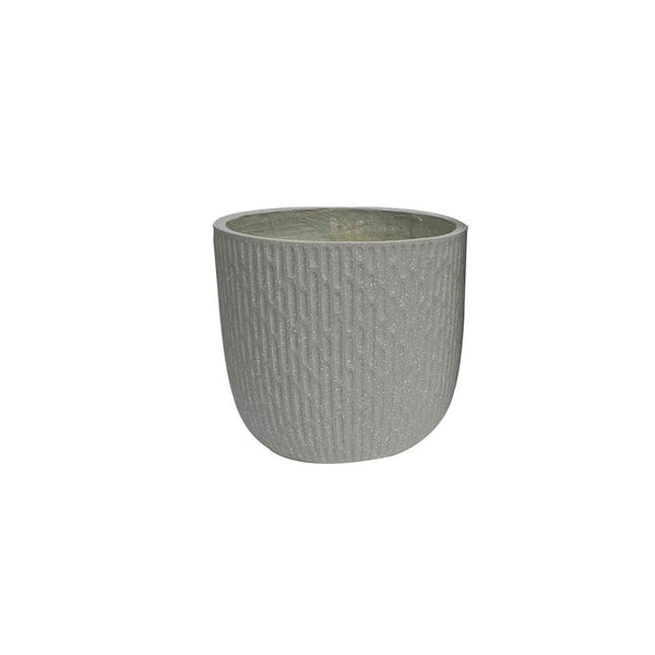 Benzara 14 Inch Planter Set Of 2 Drum Shape Engraved Design Textured Green - BM309745