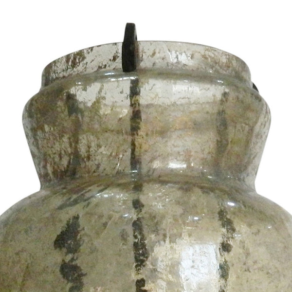 Benzara 15 Inch Classic Candle Holder Rustic Glass Jar Farmhouse Design Brown - BM285584