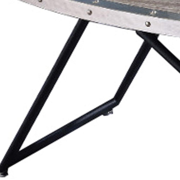 Benzara 15 Inch Oval Coffee Table With Irregular Metal Base Gray - BM156781