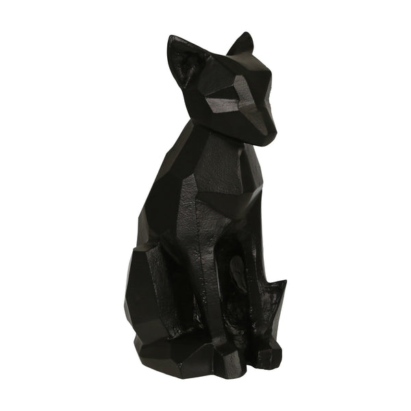 benzara 15 Inches Faceted Metal Frame Dog Figurine Black - BM221043