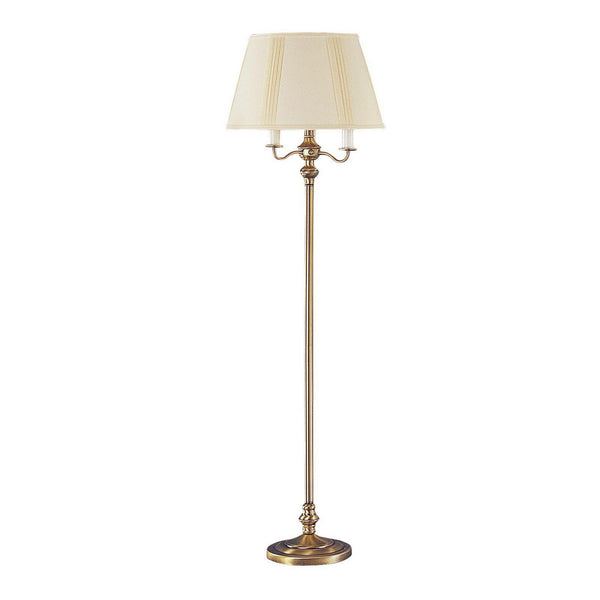 benzara 150 Watt 6 Way Metal Floor Lamp with Fabric Tapered Shade Gold - BM220863