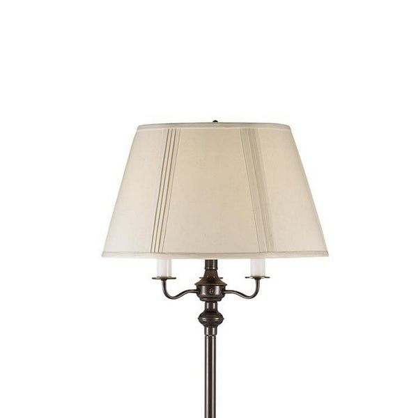 Benzara 150 Watt 6 Way Metal Floor Lamp With Fabric Tapered Shade Bronze - BM220864