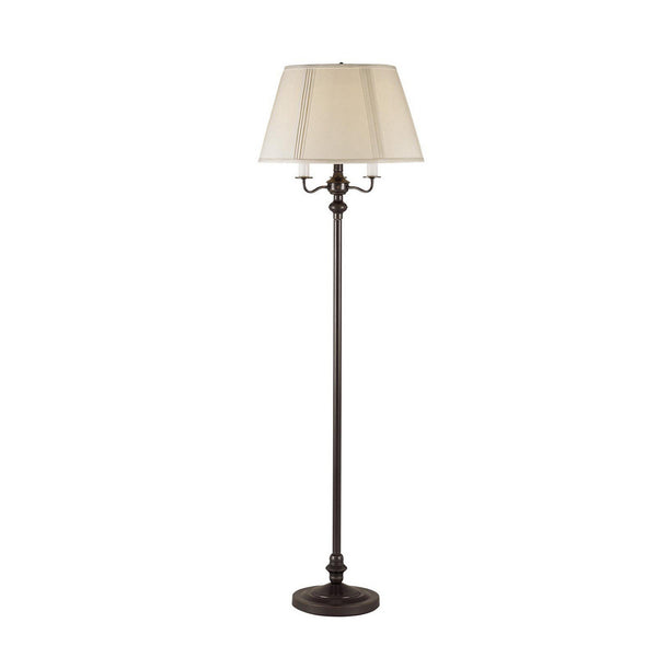 benzara 150 Watt 6 Way Metal Floor Lamp with Fabric Tapered Shade Bronze - BM220864