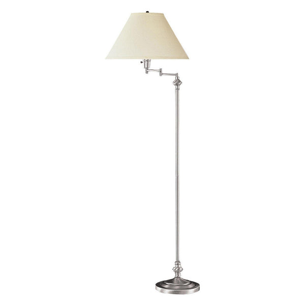 benzara 150 Watt Metal Floor Lamp with Swing Arm and Fabric Conical Shade Silver - BM220860
