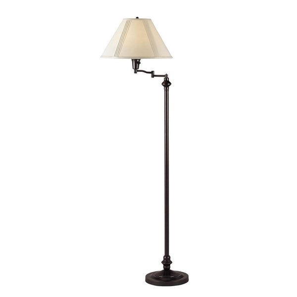 benzara 150 Watt Metal Floor Lamp with Swing Arm and Fabric Conical Shade Black - BM220861