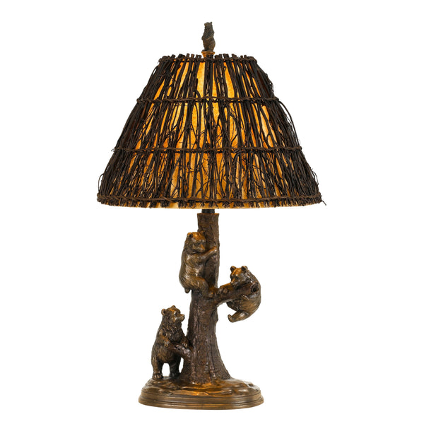 benzara 150 Watt Resin Body Table Lamp with Bear Design and Twig Shade Bronze - BM224880