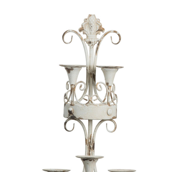 Benzara 16 Inch Wall Mount Candle Holder Ornately Scrolled White Metal Finish - BM285548