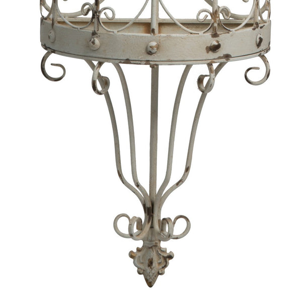 Benzara 16 Inch Wall Mount Candle Holder Ornately Scrolled White Metal Finish - BM285548