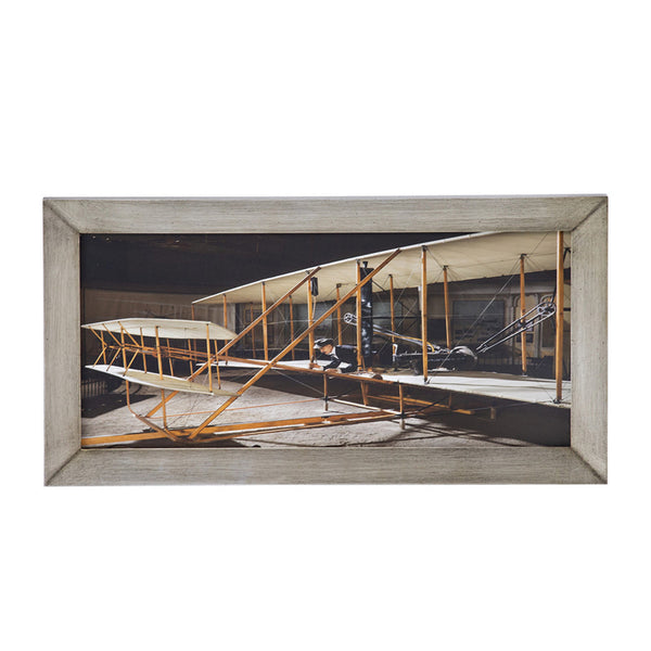 Benzara 16 X 30 Wall Art Traditional Vintage Plane Design Canvas Brown Black - BM312850