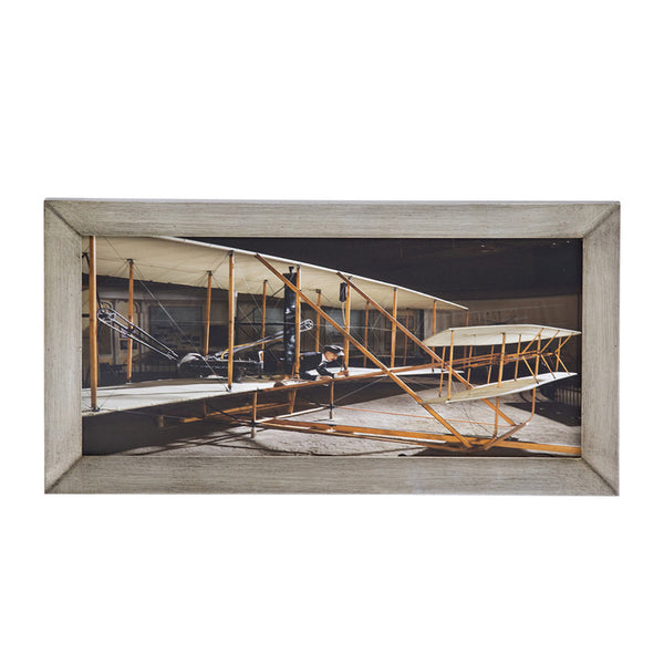 benzara 16 x 30 Wall Art Traditional Vintage Plane Design Canvas Brown Black - BM312850